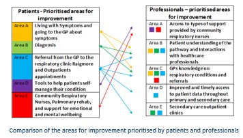 Highland Comparison of the areas for improvement prioritised by patients and professionals