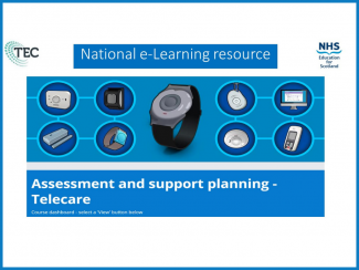 Cover of eLearning Module on Turas - Blue background with pics of various tech devices