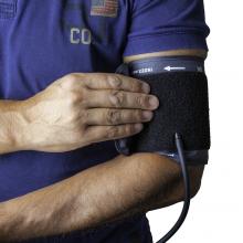 Blood pressure monitor on an arm