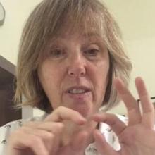 Woman communicating using sign language