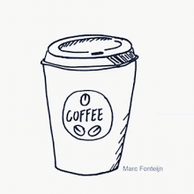 Take away coffee cup, drawn in cartoon style