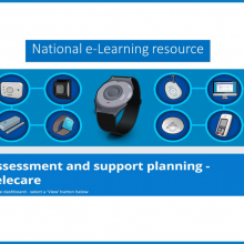 Cover of eLearning Module on Turas - Blue background with pics of various tech devices