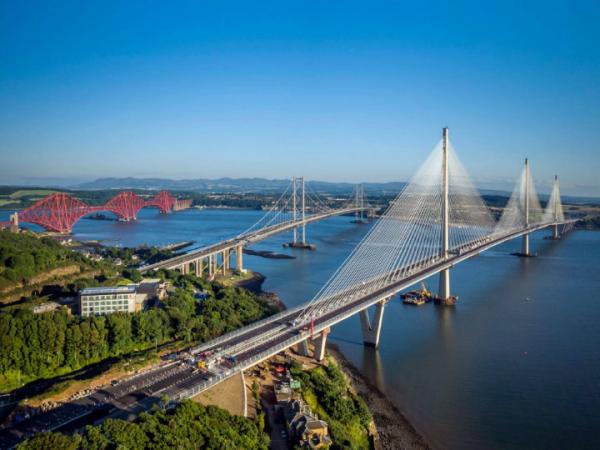 Forth bridges, Scotland, photographed from above
