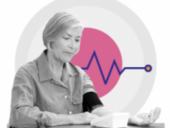 A women taking her blood pressure